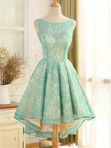 Flare Lace Sleeveless High Low Cocktail Dress and Lace and Appliques