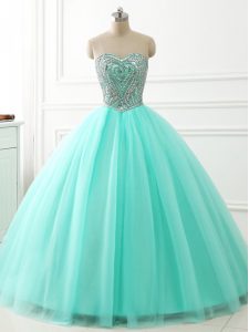 Modern Sleeveless Beading Lace Up Quinceanera Gowns