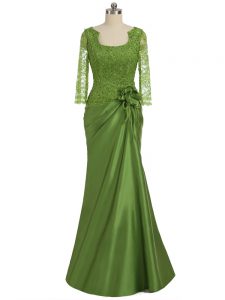 Floor Length Column/Sheath Long Sleeves Olive Green Mother of the Bride Dress Zipper