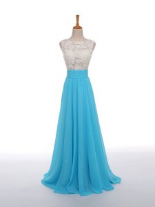 Baby Blue Going Out Dresses Prom and Sweet 16 with Lace and Appliques Scoop Sleeveless Side Zipper
