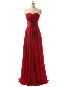 Elegant Wine Red Dama Dress Prom and Party and Wedding Party with Ruching Sweetheart Sleeveless Lace Up