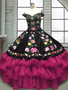 Stunning Multi-color Sleeveless Floor Length Embroidery and Ruffled Layers Lace Up Sweet 16 Quinceanera Dress