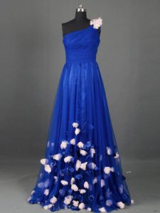 Clearance Floor Length Empire Sleeveless Royal Blue Pageant Dress for Girls Side Zipper