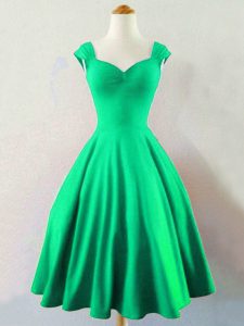 Fabulous Straps Sleeveless Vestidos de Damas Mini Length Ruching Dark Green Taffeta
