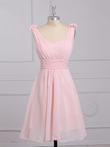 Sexy Baby Pink Straps Lace Up Hand Made Flower Damas Dress Sleeveless