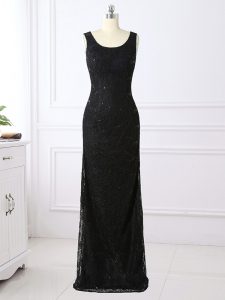 Black Lace Zipper Mother Dresses Long Sleeves Floor Length Lace