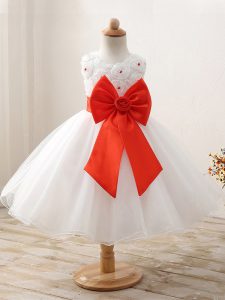 Organza Sleeveless Mini Length Little Girl Pageant Gowns and Bowknot