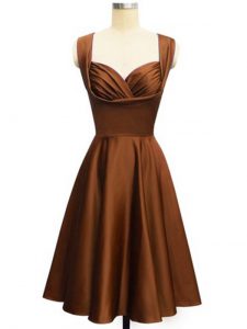 Perfect Chocolate Sleeveless Taffeta Lace Up Wedding Guest Dresses for Prom and Party and Wedding Party