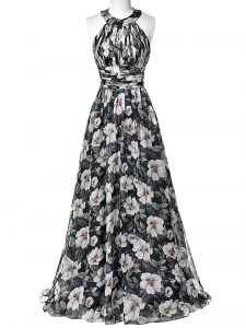 Smart Multi-color Halter Top Neckline Ruching Dress for Prom Sleeveless Zipper