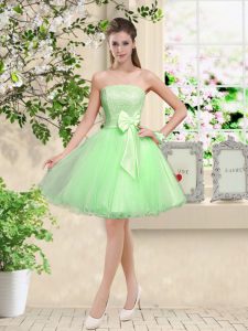 Fantastic Lace Up Dama Dress for Quinceanera Lace and Belt Sleeveless Knee Length