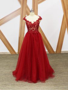 Sleeveless Criss Cross Floor Length Lace and Appliques Dress Like A Star