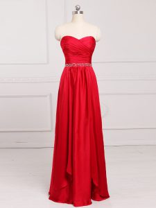 Customized Red Sweetheart Zipper Beading and Belt Court Dresses for Sweet 16 Sleeveless