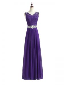 Colorful Lavender Sleeveless Chiffon Zipper Quinceanera Court Dresses for Prom and Party and Wedding Party