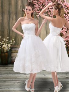 Custom Design Sweetheart Sleeveless Organza Bridal Gown Appliques and Embroidery and Belt Lace Up