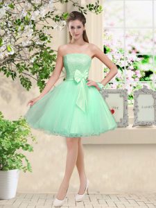 Apple Green Off The Shoulder Neckline Lace and Belt Dama Dress for Quinceanera Sleeveless Lace Up