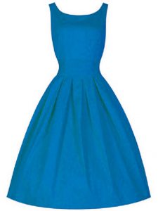 Blue Sleeveless Taffeta Zipper Damas Dress for Prom and Party and Wedding Party