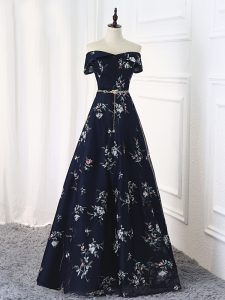 Modest Multi-color Sleeveless Floor Length Beading and Belt Lace Up Prom Gown