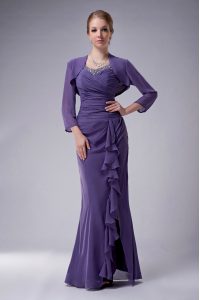 Shining Purple Sleeveless Chiffon Zipper Mother of Bride Dresses for Prom and Party