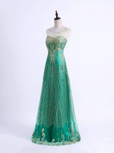 Discount Green Sweetheart Lace Up Beading and Appliques Juniors Evening Dress Sleeveless