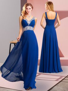 Low Price Sleeveless Beading Lace Up Prom Party Dress with Royal Blue