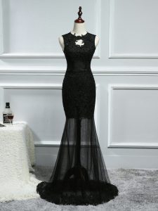 Best Selling Tulle Sleeveless Womens Evening Dresses Brush Train and Lace and Appliques