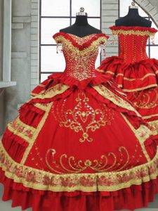 Cap Sleeves Beading and Embroidery and Ruffled Layers Zipper 15th Birthday Dress