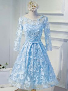 Long Sleeves Appliques and Belt Lace Up Cocktail Dresses