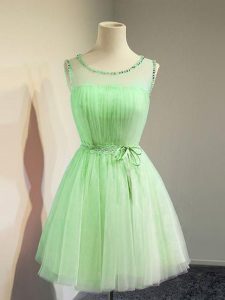 New Arrival Tulle Scoop Sleeveless Lace Up Belt Damas Dress in