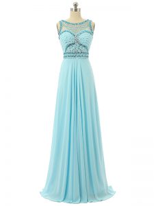 Luxurious Chiffon Sleeveless Floor Length Prom Evening Gown and Beading