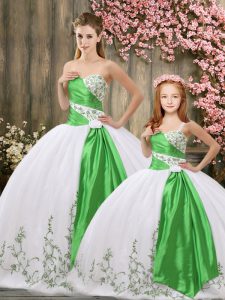 Chic Organza Sleeveless Floor Length Ball Gown Prom Dress and Embroidery and Belt