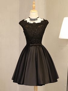 Flirting Lace and Appliques Evening Dress Black Zipper Sleeveless Mini Length