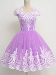 Superior Tulle 3 4 Length Sleeve Knee Length Quinceanera Dama Dress and Lace