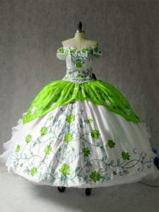 Cheap Embroidery and Ruffles Sweet 16 Dresses Multi-color Lace Up Cap Sleeves Floor Length