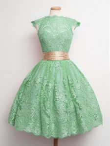 Free and Easy Green Cap Sleeves Lace Lace Up Court Dresses for Sweet 16 for Prom and Party and Wedding Party