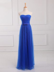 Royal Blue Sweetheart Lace Up Belt Damas Dress Sleeveless