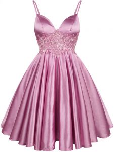 Lilac Bridesmaid Dresses Prom and Party and Wedding Party with Lace Spaghetti Straps Sleeveless Lace Up