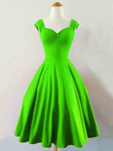 Unique Green Taffeta Lace Up Straps Sleeveless Mini Length Wedding Guest Dresses Ruching