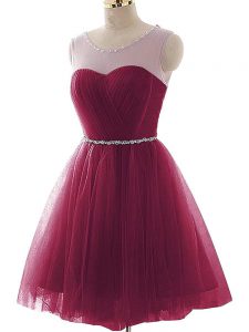 Wonderful Sleeveless Lace Up Mini Length Beading and Ruffles Prom Party Dress