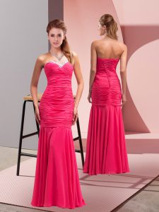 Fabulous Floor Length Lace Up Prom Party Dress Hot Pink for Prom and Party with Sequins