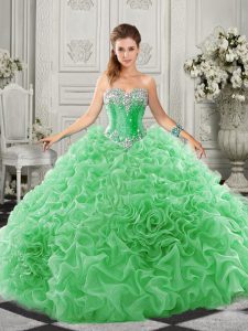 Organza Sleeveless Quinceanera Dress Court Train and Beading and Ruffles