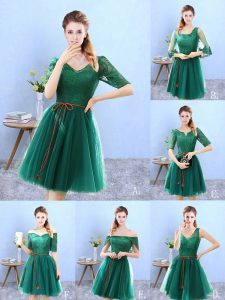 New Arrival Half Sleeves Lace Backless Dama Dress