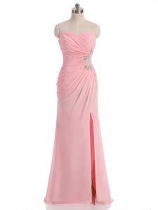 Floor Length Column/Sheath Sleeveless Baby Pink Prom Dress Side Zipper