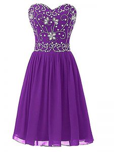 Chiffon Sleeveless Knee Length Prom Gown and Beading