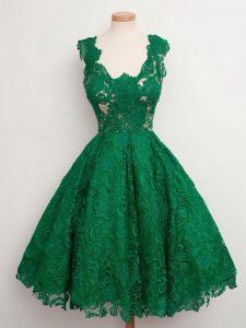 Knee Length Green Wedding Guest Dresses Lace Sleeveless Lace