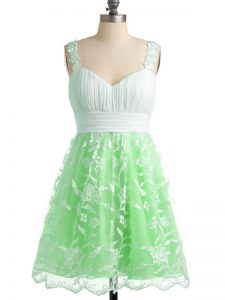 Ideal Straps Sleeveless Lace Quinceanera Court of Honor Dress Lace Lace Up