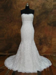 Most Popular White Sleeveless Lace Lace Up Wedding Gowns