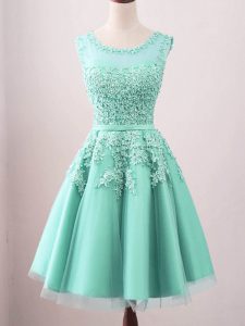 Knee Length A-line Sleeveless Turquoise Wedding Party Dress Lace Up