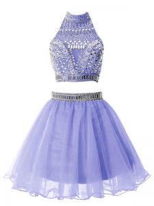 Lavender Sleeveless Organza Zipper Wedding Guest Dresses for Party and Wedding Party