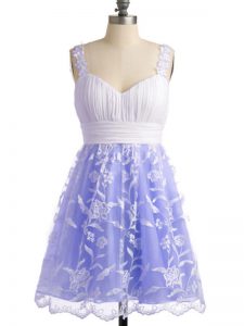 High Class Lavender Sleeveless Lace Lace Up Vestidos de Damas for Prom and Party and Wedding Party