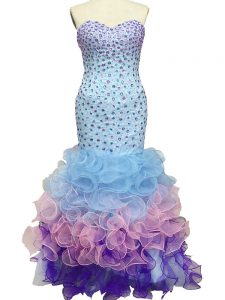 Luxurious Multi-color Sleeveless Beading and Ruffles Floor Length Pageant Dress for Teens